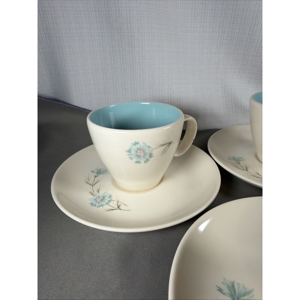 Vtg Taylor Smith Taylor Ever Yours Boutonniere Teacup Saucer Set of 4 C Handle